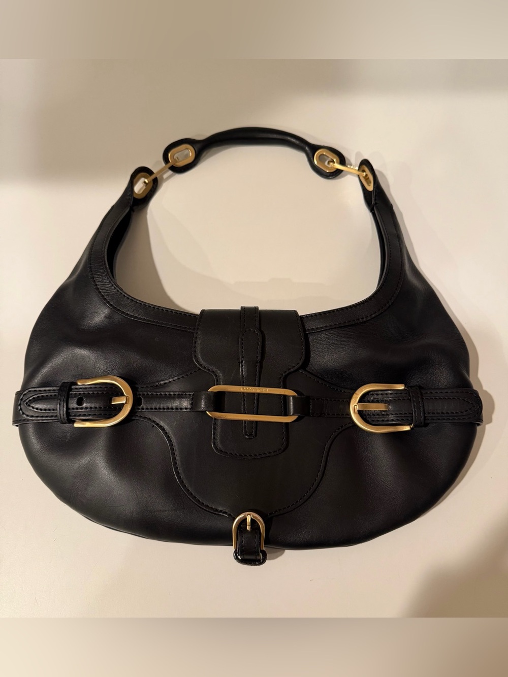 Vintage Jimmy Choo Tulita Hobo Shoulder
Bag Black Leather